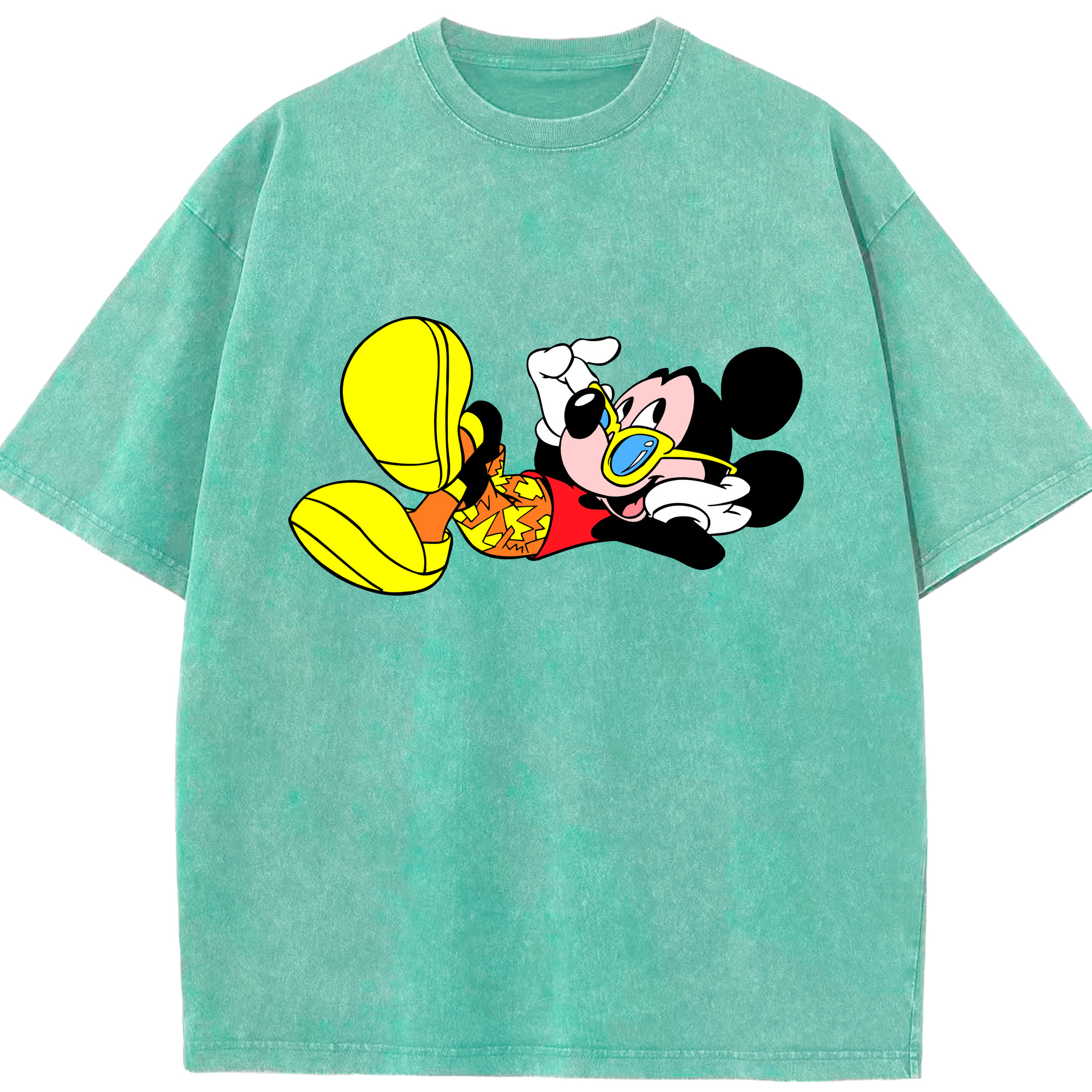 （画像用） ミッキーマウス Mickey Mouse 綿100% ヴィンテージ風 半袖Tシャツ（フロントプリント）